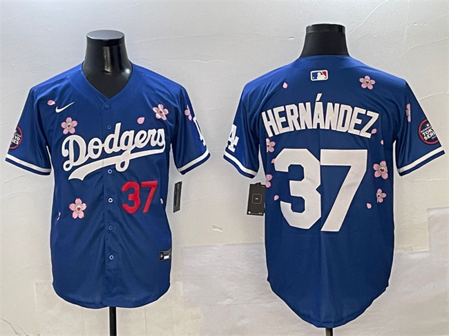 Men's Los Angeles Dodgers #37 Teoscar Hernández Royal 2025 Tokyo Series Limited Stitched Baseball Jersey