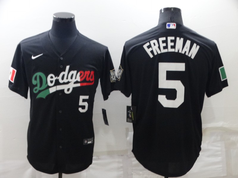 Men's Los Angeles Dodgers #5 Freddie Freeman Black Cool Base Stitched Baseball JerseyS