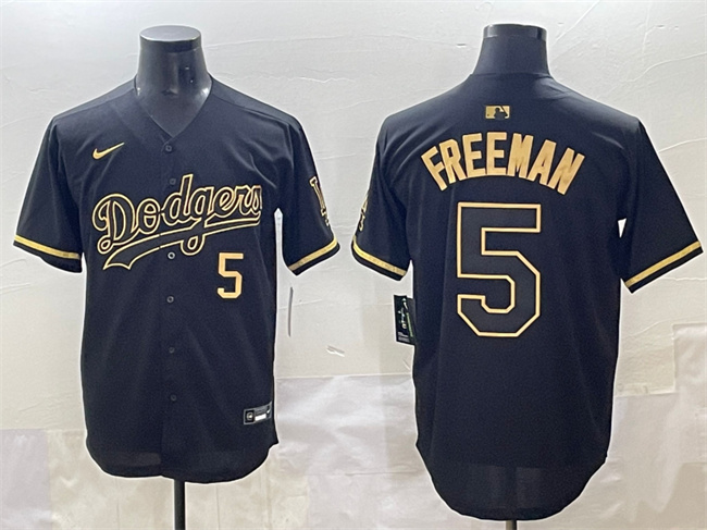 Men's Los Angeles Dodgers #5 Freddie Freeman Black Gold Limited Stitched Jersey Men's Los Angeles Dodgers #5 Freddie Freeman Black Gold Limited Stitched Jersey