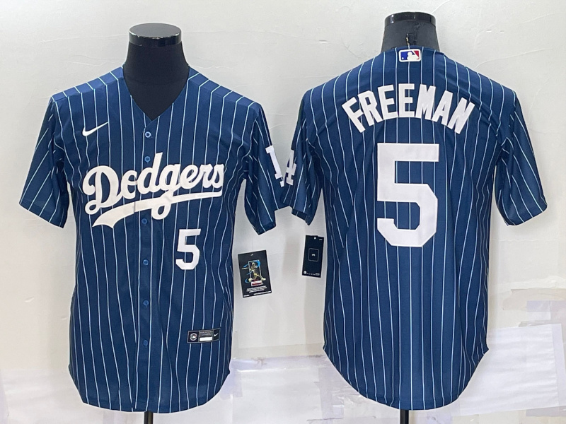 Men's Los Angeles Dodgers #5 Freddie Freeman Navy Cool Base Stitched Jerseys