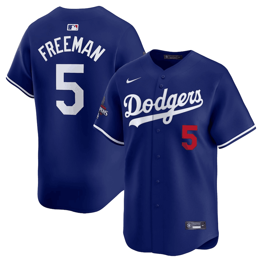 Men's Los Angeles Dodgers #5 Freddie Freeman Royal 2024 World Series Champions Alternate Limited Stitched Baseball Jersey Men's Los Angeles Dodgers #5 Freddie Freeman Royal 2024 World Series Champions Alternate Limited Stitched Baseball Jersey