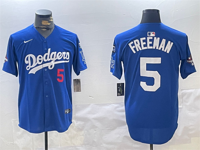 Men's Los Angeles Dodgers #5 Freddie Freeman Royal 2024 World Series Champions With Fernando Memorial Patch Alternate Limited Stitched Baseball Jersey Men's Los Angeles Dodgers #5 Freddie Freeman Royal 2024 World Series Champions With Fernando Memorial Patch Alternate Limited Stitched Baseball Jersey