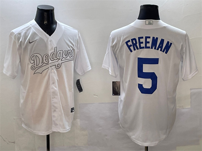 Men's Los Angeles Dodgers #5 Freddie Freeman White Fashion Cool Base Stitched Baseball Jersey