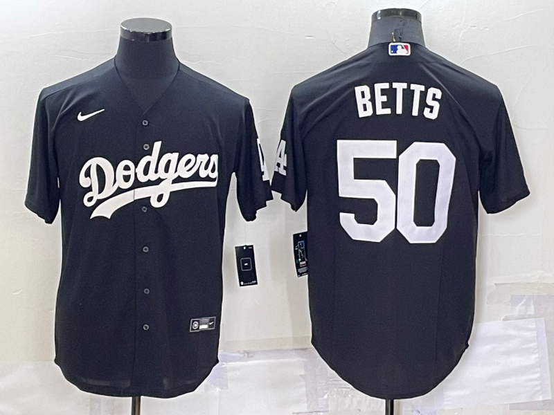 Men's Los Angeles Dodgers #50 Mookie Betts Black Cool Base Stitched Jerseys