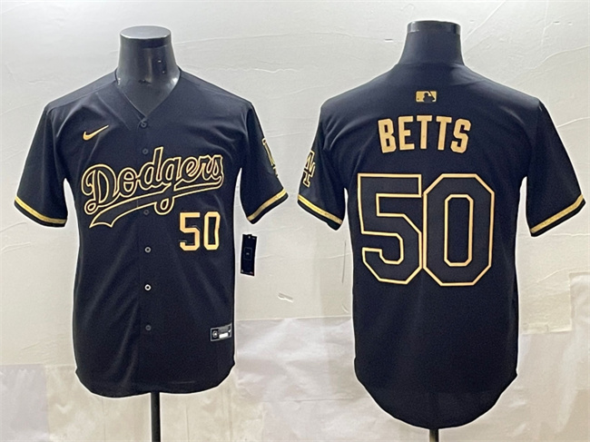 Men's Los Angeles Dodgers #50 Mookie Betts Black Gold Limited Stitched Jersey Men's Los Angeles Dodgers #50 Mookie Betts Black Gold Limited Stitched Jersey