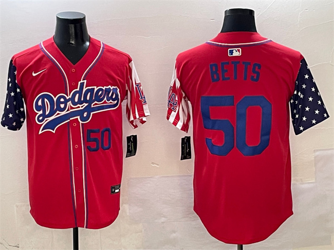 Men's Los Angeles Dodgers #50 Mookie Betts Red Limited Stitched Baseball Jersey