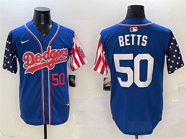 Men's Los Angeles Dodgers #50 Mookie Betts Royal Limited Stitched Baseball Jersey