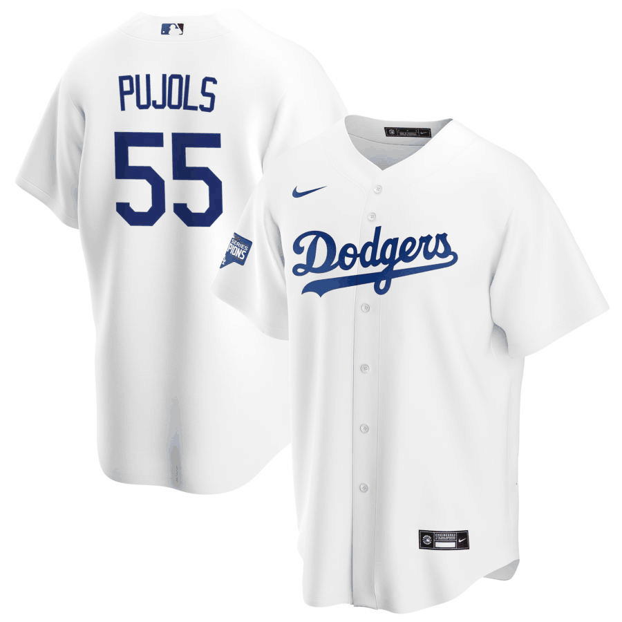 Men's Los Angeles Dodgers #55 Albert Pujols White Stitched Cool base Nike Jersey