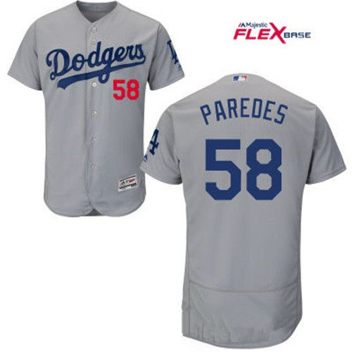Men's Los Angeles Dodgers #58 Edward Paredes Gray Alternate Stitched MLB Majestic Flex Base Jersey