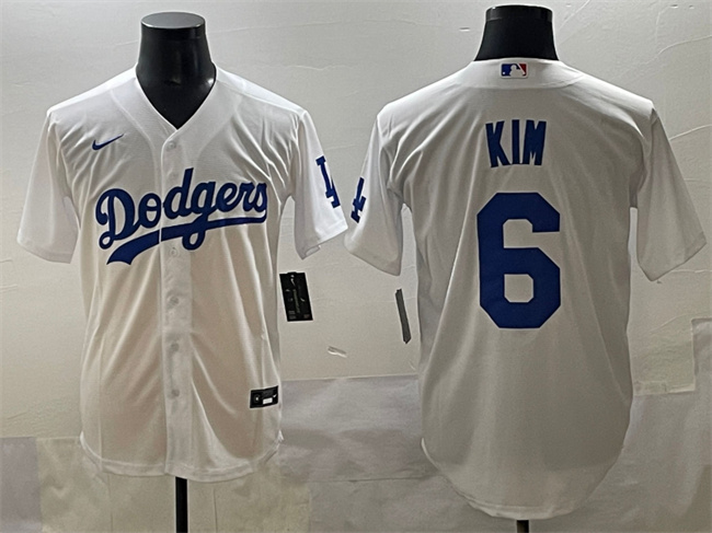 Men's Los Angeles Dodgers #6 Hyeseong Kim White Cool Base Stitched Baseball Jersey