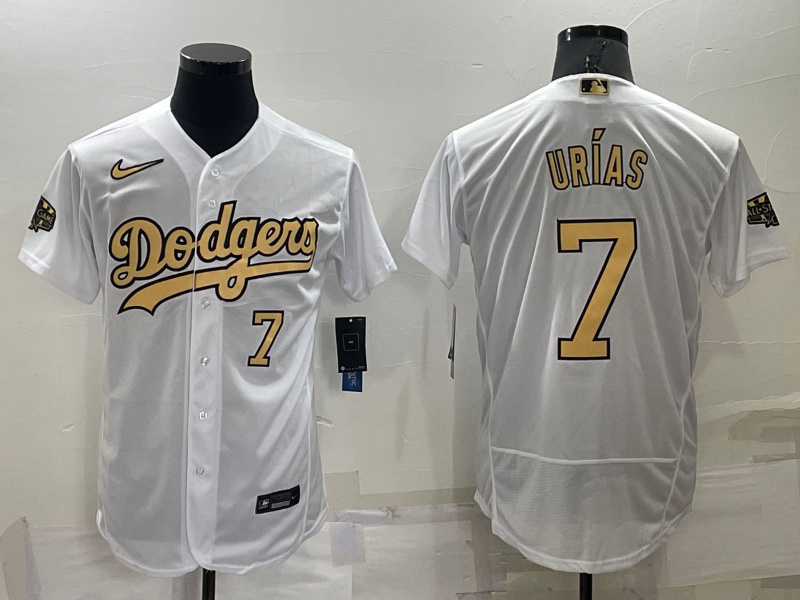 Men's Los Angeles Dodgers #7 Julio Urías 2022 All-Star White Flex Base Stitched Baseball Jersey