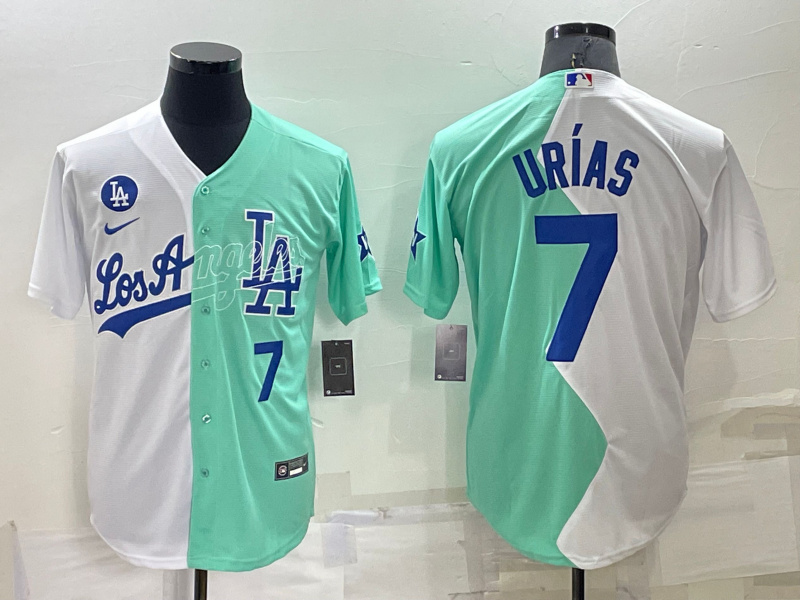 Men's Los Angeles Dodgers #7 Julio Urías 2022 All-Star White Green Cool Base Stitched Baseball Jersey