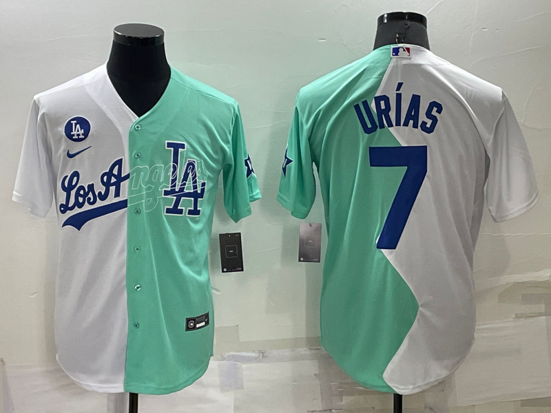 Men's Los Angeles Dodgers #7 Julio Urías 2022 All-Star White-Green Cool Base Stitched Jersey