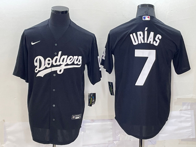 Men's Los Angeles Dodgers #7 Julio Urias Black Cool Base Stitched Jerseys