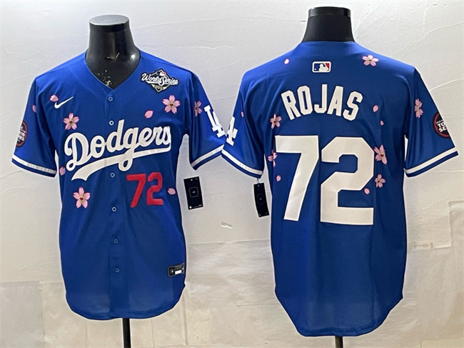 Men's Los Angeles Dodgers #72 Miguel Rojas Royal 2025 World Series Patch Tokyo Series Limited Stitched Baseball Jersey Men's Los Angeles Dodgers #72 Miguel Rojas Royal 2025 World Series Patch Tokyo Series Limited Stitched Baseball Jersey