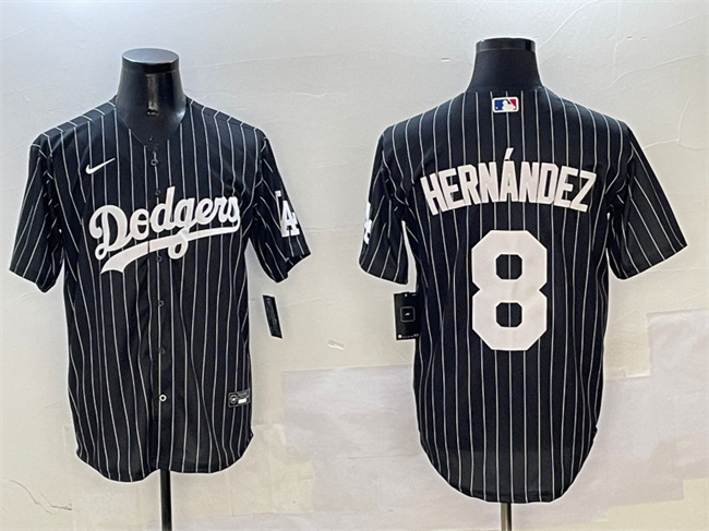 Men's Los Angeles Dodgers #8 Enrique Hernández Black Cool Base Stitched Baseball Jersey