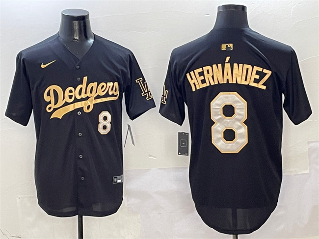 Men's Los Angeles Dodgers #8 Enrique Hernández Black Gold Limited Stitched Baseball Jersey