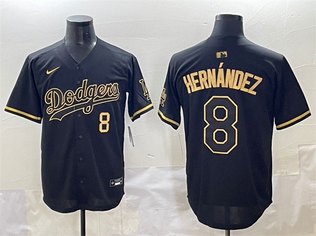Men's Los Angeles Dodgers #8 Enrique Hernández Black Gold Limited Stitched Jersey1 Men's Los Angeles Dodgers #8 Enrique Hernández Black Gold Limited Stitched Jersey1