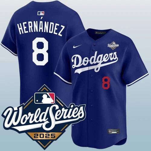 Men's Los Angeles Dodgers #8 Enrique Hernández Blue 2025 World Series Vapor Limited Stitched Baseball Jersey Men's Los Angeles Dodgers #8 Enrique Hernández Blue 2025 World Series Vapor Limited Stitched Baseball Jersey