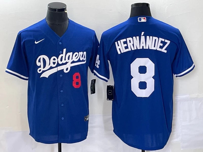Men's Los Angeles Dodgers #8 Enrique Hernández Blue Cool Base Stitched Baseball Jersey