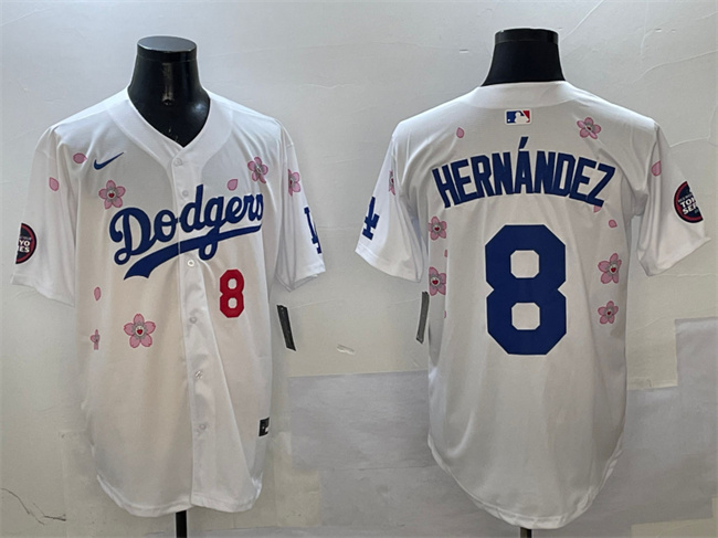 Men's Los Angeles Dodgers #8 Enrique Hernández White 2025 Tokyo Series Limited Stitched Baseball Jersey