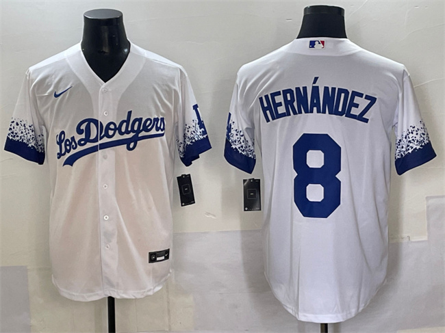 Men's Los Angeles Dodgers #8 Enrique Hernández White City Connect Cool Base Stitched Jersey Men's Los Angeles Dodgers #8 Enrique Hernández White City Connect Cool Base Stitched Jersey