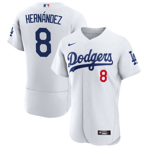 Men's Los Angeles Dodgers #8 Enrique Hernández White Flex Base Stitched Baseball Jersey