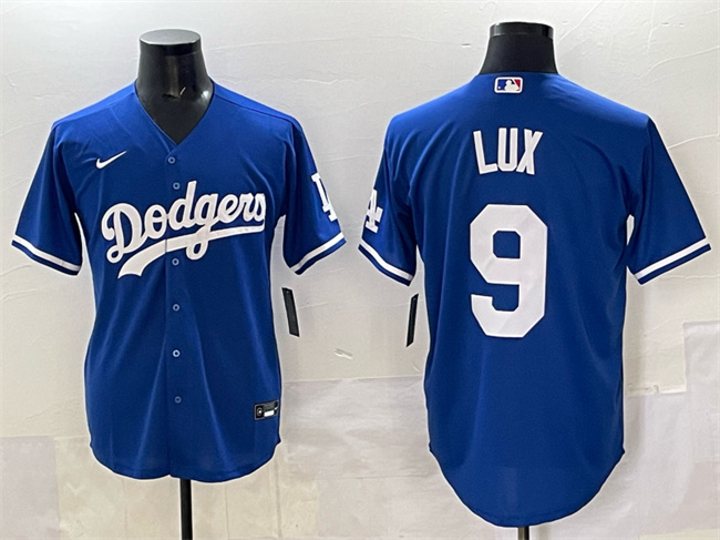 Men's Los Angeles Dodgers #9 Gavin Lux Blue Cool Base Stitched Baseball Jersey Men's Los Angeles Dodgers #9 Gavin Lux Blue Cool Base Stitched Baseball Jersey