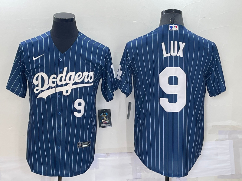 Men's Los Angeles Dodgers #9 Gavin Lux Navy Cool Base Stitched Jerseys