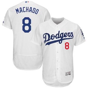 Men's Los Angeles Dodgers 8 Manny Machado White Flexbase Jersey