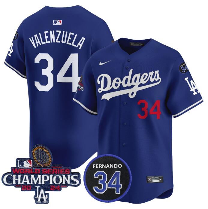 Men's Los Angeles Dodgers Active Player Cuatom Royal 2024 World Series Champions With Fernando Memorial Patch Alternate Limited Stitched Baseball Jersey Men's Los Angeles Dodgers Active Player Cuatom Royal 2024 World Series Champions With Fernando Memorial Patch Alternate Limited Stitched Baseball Jersey