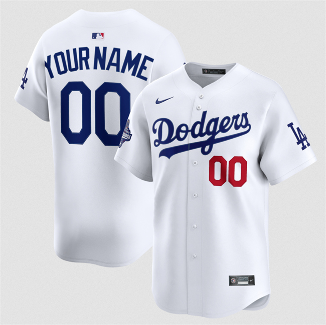 Men's Los Angeles Dodgers Active Player Custom White 2025 World Series Champions Patch Home Limited Stitched Baseball Jersey Men's Los Angeles Dodgers Active Player Custom White 2025 World Series Champions Patch Home Limited Stitched Baseball Jersey