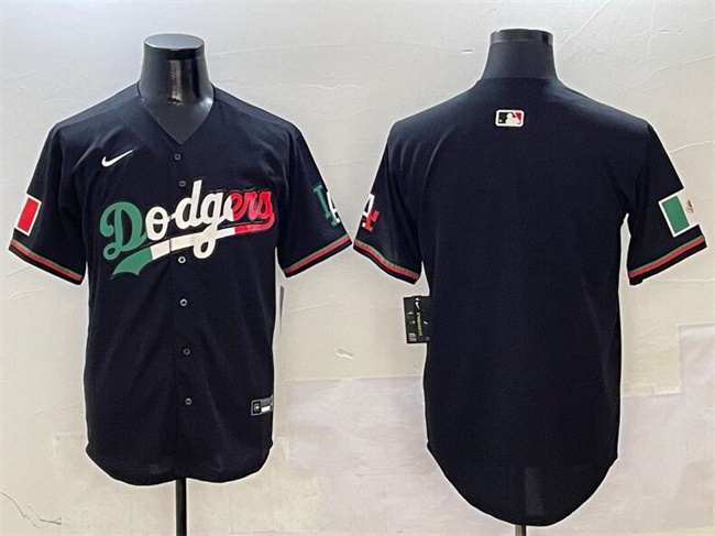 Men's Los Angeles Dodgers Blank Black Mexico Flag Limited Stitched Baseball Jersey