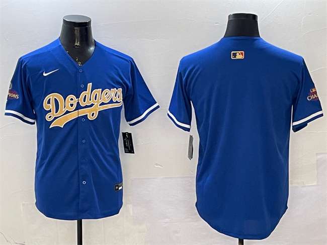 Men's Los Angeles Dodgers Blank Royal 2025 Gold Collection Limited Stitched Baseball Jersey 001