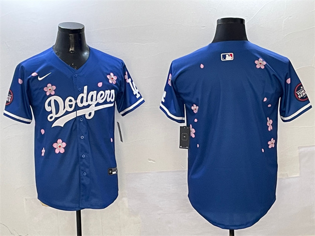 Men's Los Angeles Dodgers Blank Royal 2025 Tokyo Series Limited Stitched Baseball Jersey