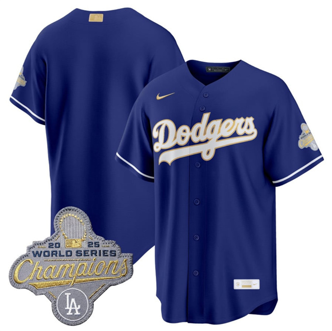 Men's Los Angeles Dodgers Blank Royal 2026 Alternate Gold Collection Stadium Stitched Baseball Jersey Men's Los Angeles Dodgers Blank Royal 2026 Alternate Gold Collection Stadium Stitched Baseball Jersey