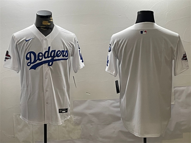 Men's Los Angeles Dodgers Blank White 2024 World Series Champions With Fernando Memorial Patch Home Limited Stitched Baseball Jersey Men's Los Angeles Dodgers Blank White 2024 World Series Champions With Fernando Memorial Patch Home Limited Stitched Baseball Jersey