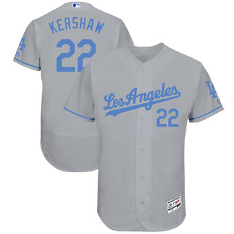 Men's Los Angeles Dodgers Clayton Kershaw Majestic Gray Father's Day FlexBase Jersey