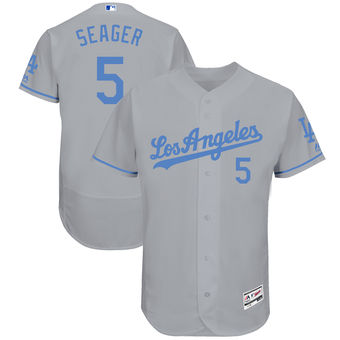 Men's Los Angeles Dodgers Corey Seager Majestic Gray Father's Day FlexBase Jersey