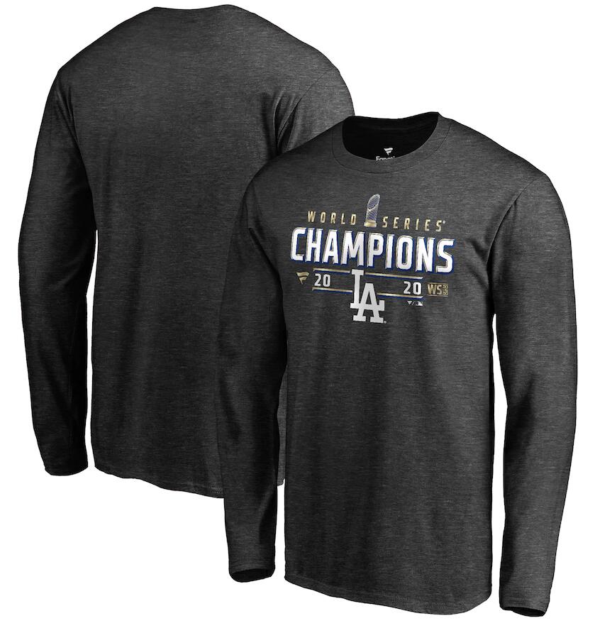 Men's Los Angeles Dodgers Fanatics Branded Charcoal 2020 World Series Champions Locker Room Long Sleeve T-Shirt Men's Los Angeles Dodgers Fanatics Branded Charcoal 2020 World Series Champions Locker Room Long Sleeve T-Shirt