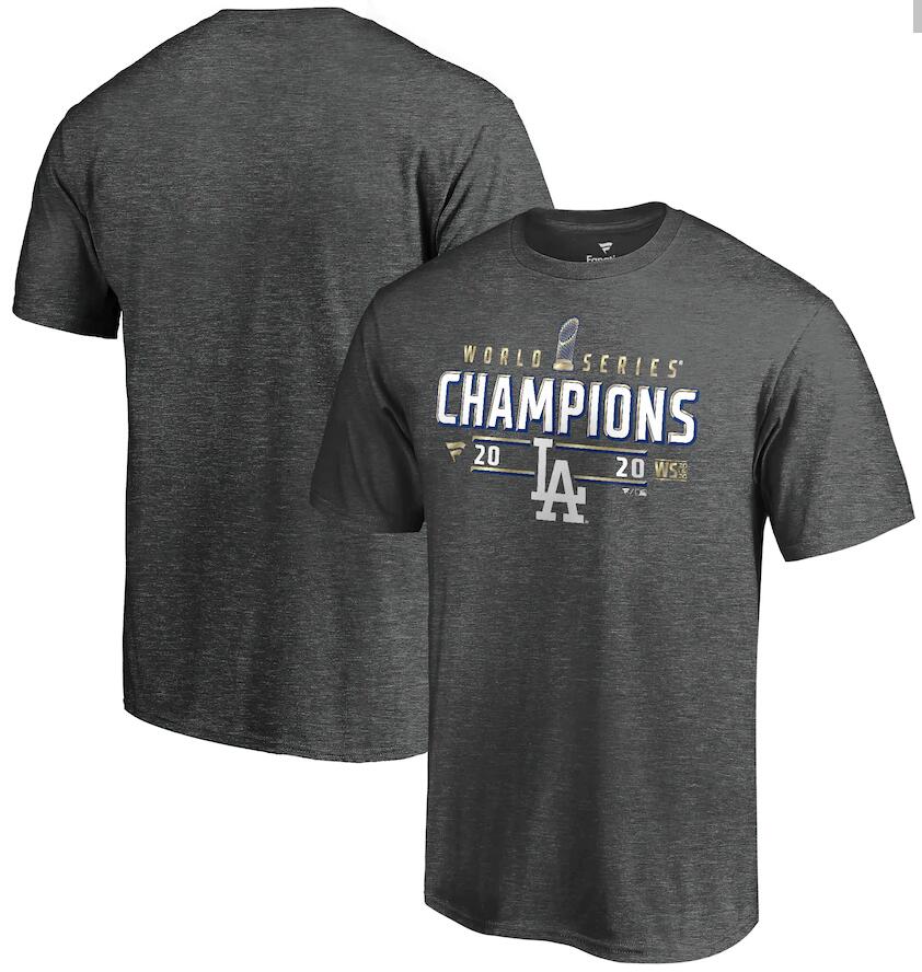 Men's Los Angeles Dodgers Fanatics Branded Charcoal 2020 World Series Champions Locker Room T-Shirt Men's Los Angeles Dodgers Fanatics Branded Charcoal 2020 World Series Champions Locker Room T-Shirt