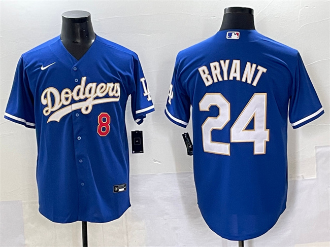 Men's Los Angeles Dodgers Front #8 Back #24 Kobe Bryant Blue Gold Cool Base Stitched Jersey Men's Los Angeles Dodgers Front #8 Back #24 Kobe Bryant Blue Gold Cool Base Stitched Jersey