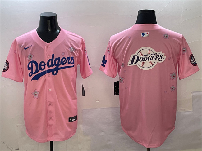 Men's Los Angeles Dodgers Team Big Logo Pink 2025 Tokyo Series Limited Stitched Baseball Jersey