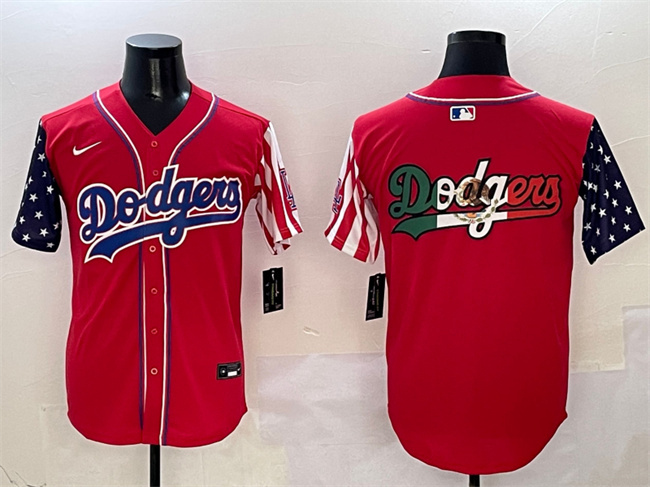 Men's Los Angeles Dodgers Team Big Logo Red Limited Stitched Baseball Jersey 003