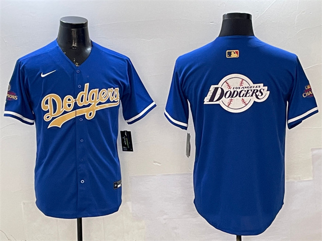 Men's Los Angeles Dodgers Team Big Logo Royal 2025 Gold Collection Limited Stitched Baseball Jersey 002