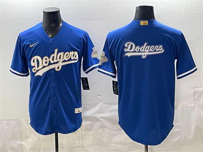 Men's Los Angeles Dodgers Team Big Logo Royal 2026 Alternate Gold Collection Stadium Stitched Baseball Jersey 003
