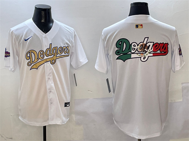 Men's Los Angeles Dodgers Team Big Logo White 2025 Gold Collection Limited Stitched Baseball Jersey 001