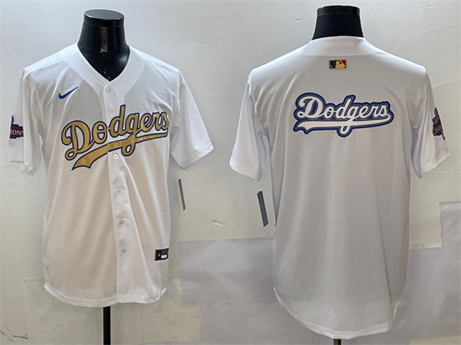 Men's Los Angeles Dodgers Team Big Logo White 2025 Gold Collection Limited Stitched Baseball Jersey 002