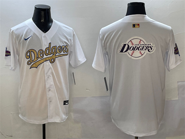 Men's Los Angeles Dodgers Team Big Logo White 2025 Gold Collection Limited Stitched Baseball Jersey 003
