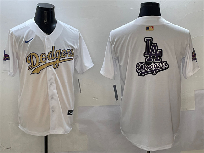 Men's Los Angeles Dodgers Team Big Logo White 2025 Gold Collection Limited Stitched Baseball Jersey 004